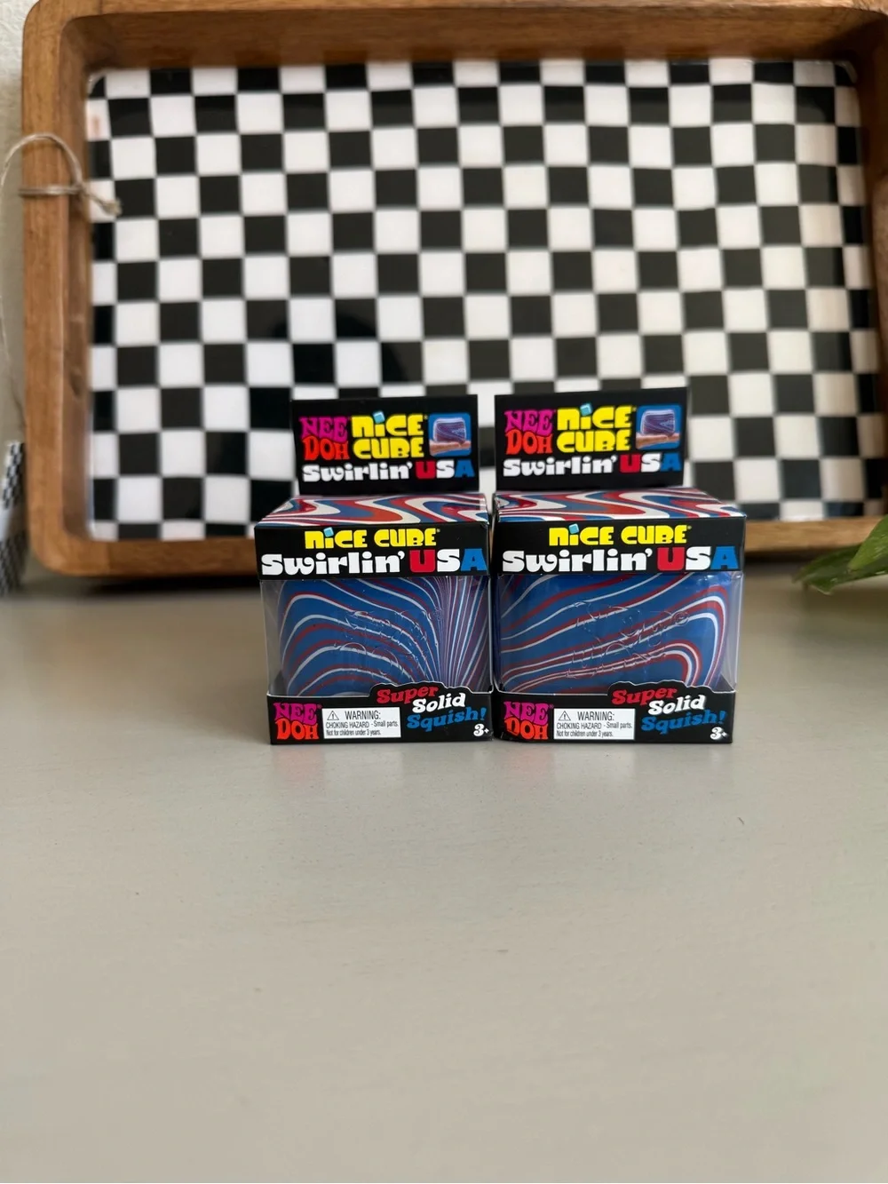 Nice Doh Cube Swirlin' USA - Blue & Red Marble Squish Toys (Set of 2) - Picture 1 of 1